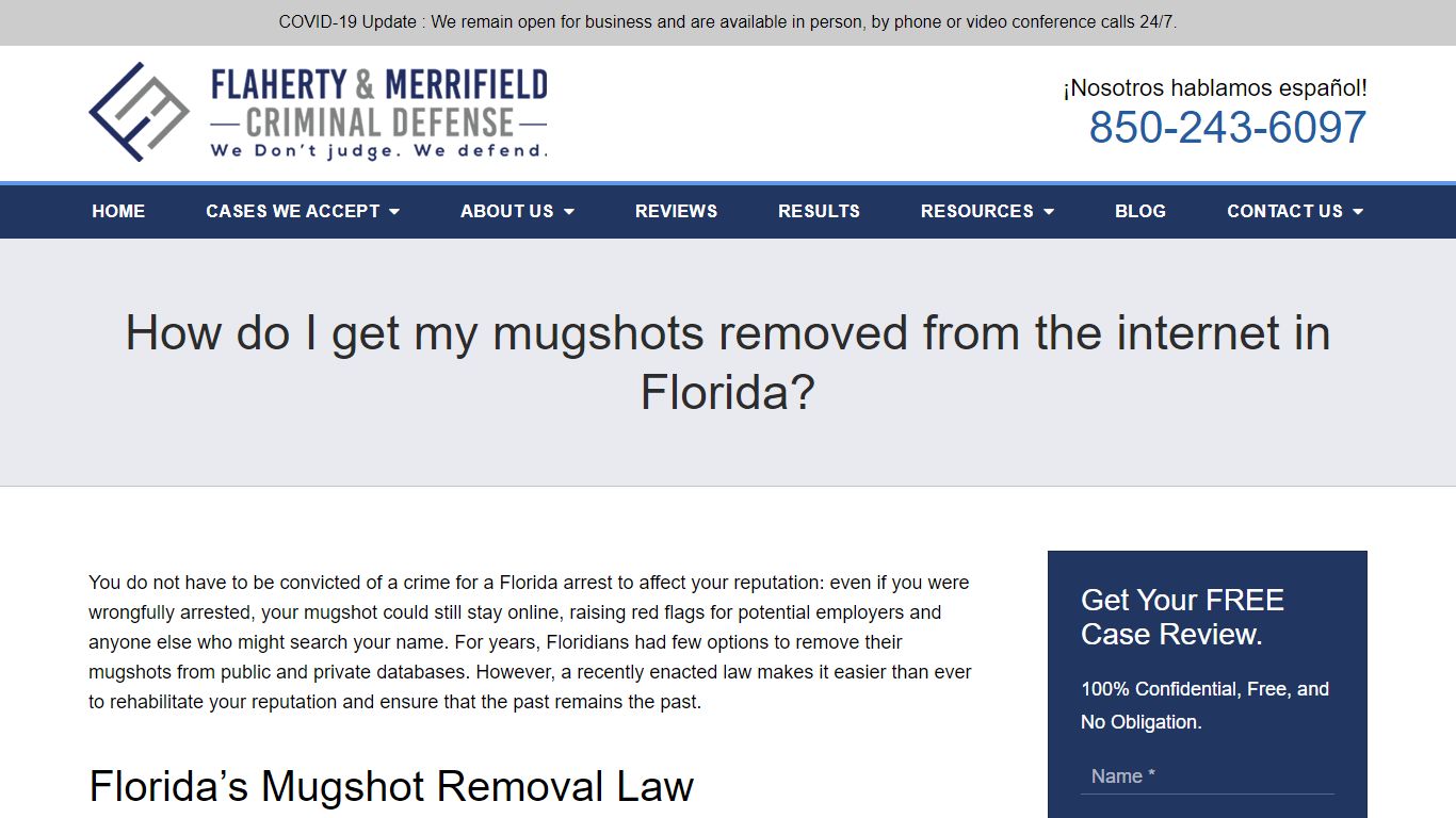 Removing Mugshots Off the Internet in Florida | Flaherty & Merrifield